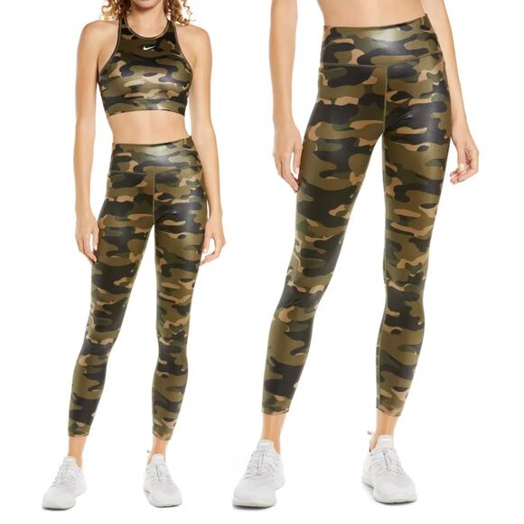 Nike Mid-Rise Camo Dri-FIT Tight Fit One Leggings Green size XXS NWT DD4559-222 - Picture 1 of 12